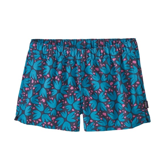 #Patagonia” Women's Floral Athletic Shorts in Teal and Pink - Picture 2 of 10